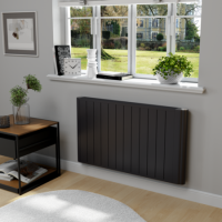 electriQ 2000W Smart Electric Designer Aluminium Panel Heater With LED Display - Wall Mountable - Black