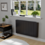 electriQ 2000W Smart Electric Designer Aluminium Panel Heater With LED Display - Wall Mountable - Black