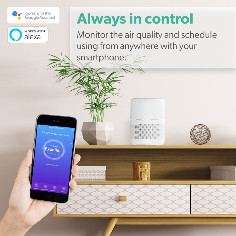 GRADE A2 - electriQ 360 Degree Air Purifier Smart WiFi Alexa with Air Quality Sensor and HEPA Carbon filters-  for rooms up to 40 sqm