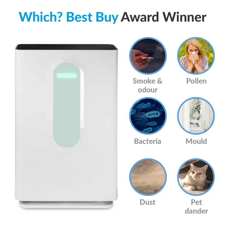 GRADE A2 - electriQ PM2.5  7 stage  Air Purifier with Air Quality Sensor and True HEPA Filter -  WHICH BEST BUY 2019 great for up to 140 sqm  rooms