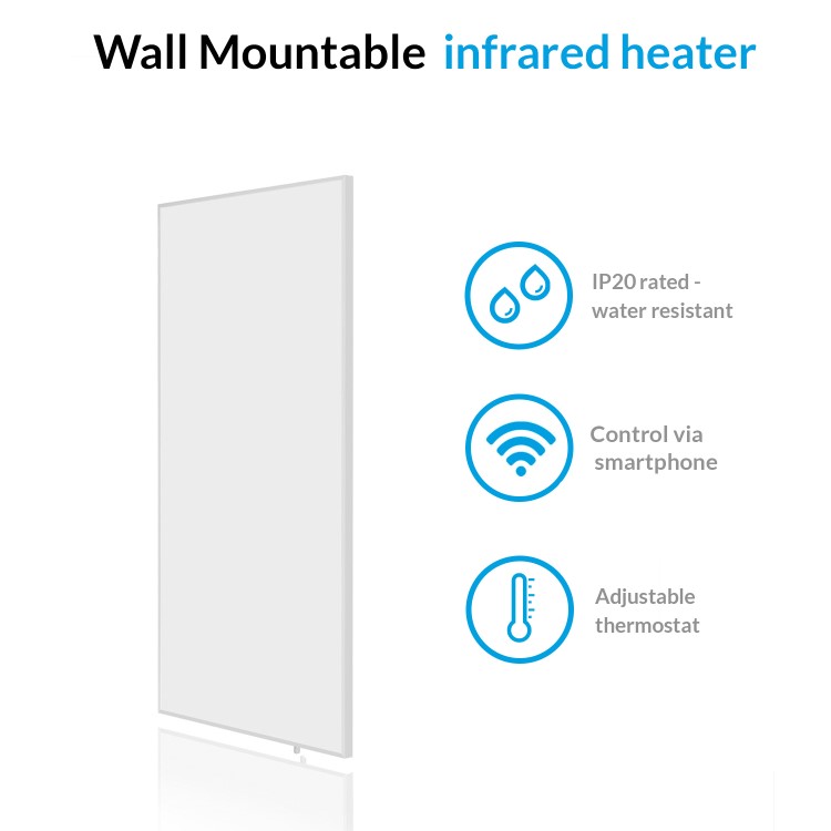 GRADE A2 - electriQ Low Energy 700w Infrared Wall Mounted Frameless Panel Heater with Smart WiFi Alexa - Ultra-slim and Ultra-light