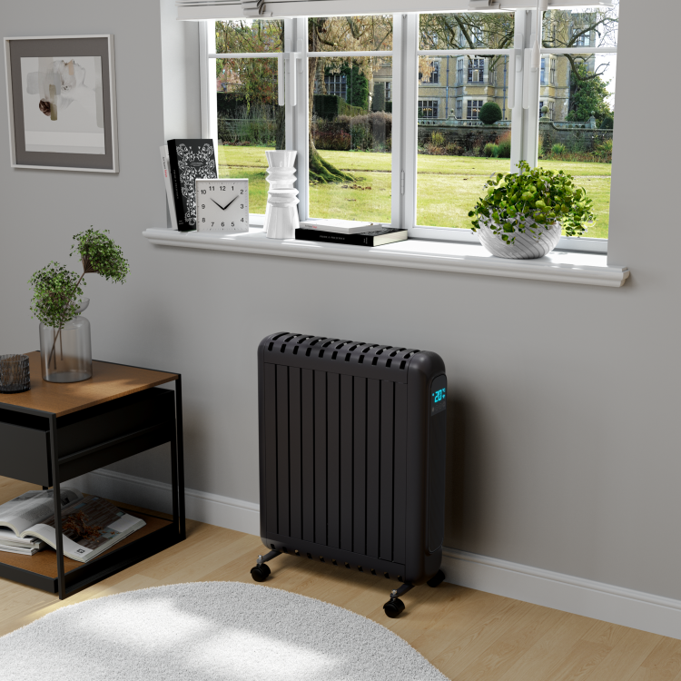electriQ 2400W Smart Oil-Free Radiator With LED Display -  Black