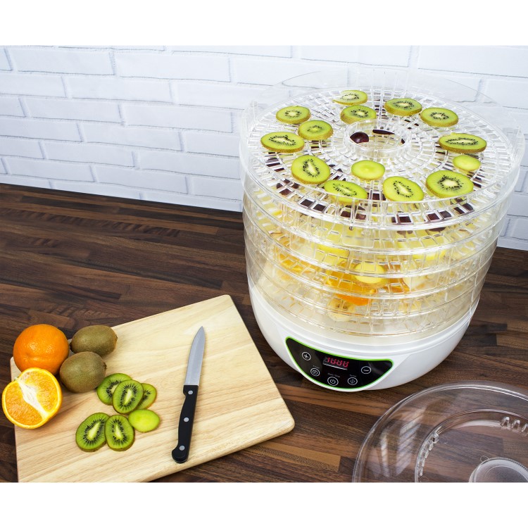 GRADE A1 - electriQ Digital Food Dehydrator & Dryer with 6 Collapsible Shelves and 48 Hour Timer