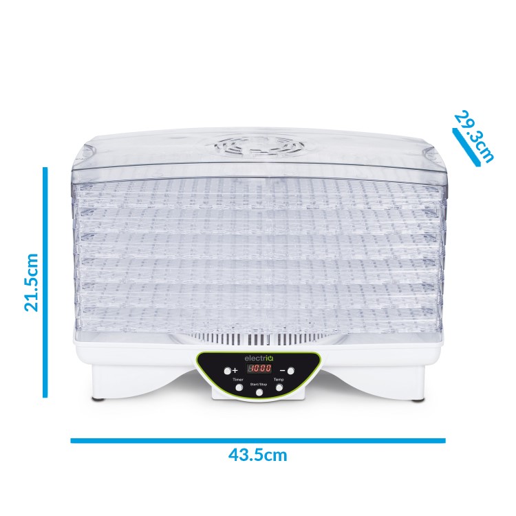 electriQ BPA Free Maxi Digital Food Dehydrator with 6 Collapsible Shelves