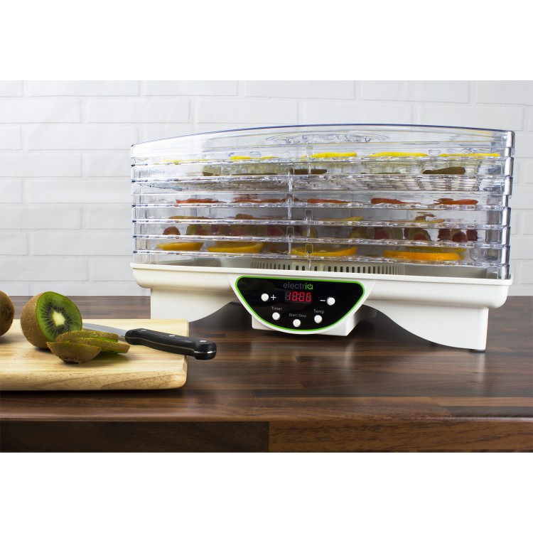 electriQ BPA Free Maxi Digital Food Dehydrator with 6 Collapsible Shelves