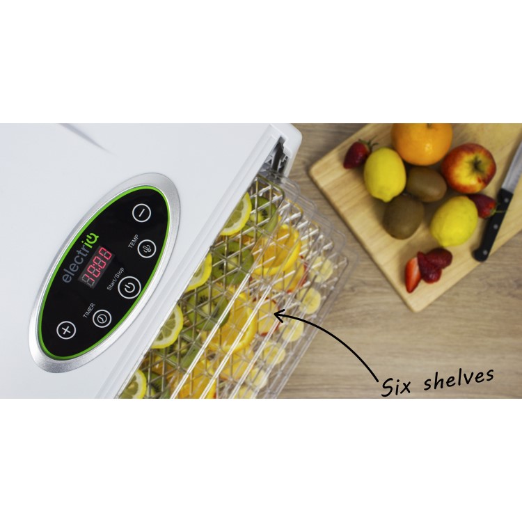 Refurbished electriQ Pro Digital Food Dehydrator with 6 Shelves and 48 Hour Timer
