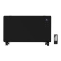 A1/EGH20AWB Refurbished electriQ 2000W Black Designer Glass Heater Wall Mountable Low Energy with Smart WiFi Alexa Ultra Slim only 8cm Bathroom Safe IP24