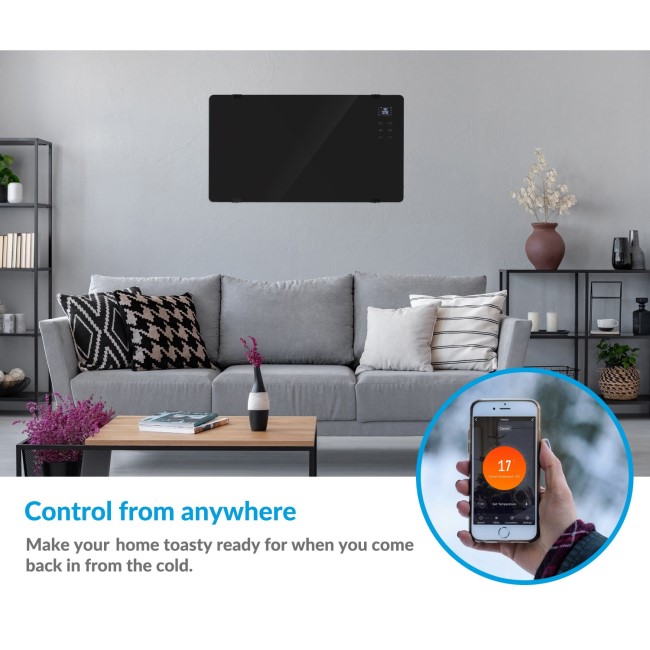 electriQ 2000W Wall Mountable Convector Panel Heater H460xW830- Black |  electriQ