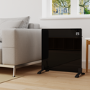 Low Energy 350W Smart Infrared Designer Glass Panel Heater - IP44 Bathroom Safe Wall Mountable or Free Standing 600x600mm - Black
