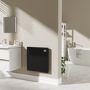 Low Energy 350W Smart Infrared Designer Glass Panel Heater - IP44 Bathroom Safe Wall Mountable or Free Standing 600x600mm - Black