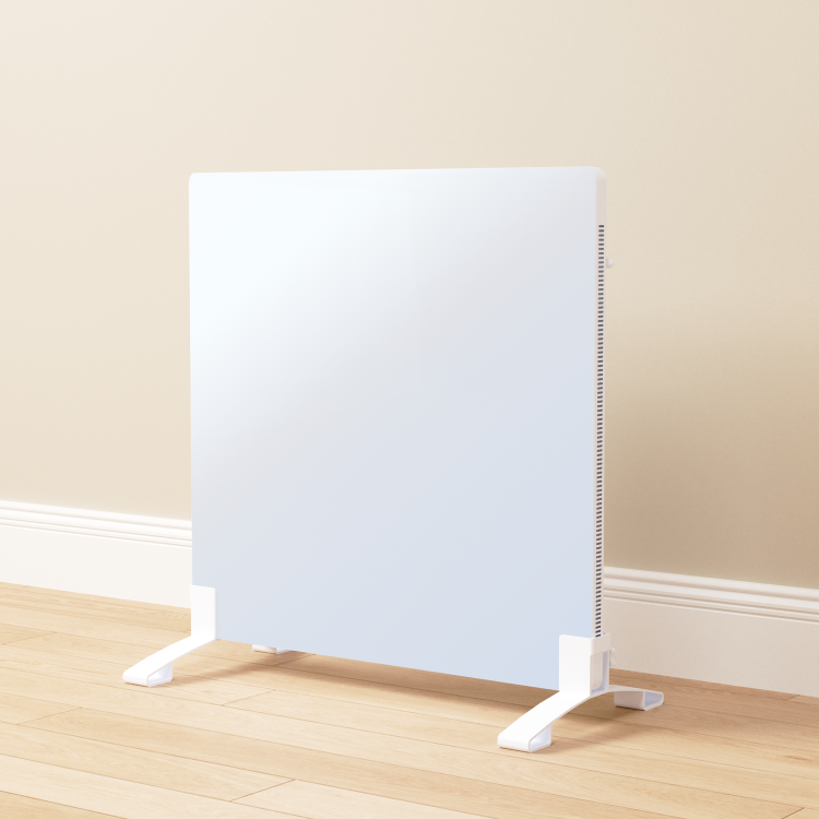 Low Energy 350W Smart Infrared Designer Glass Panel Heater - IP44 Bathroom Safe Wall Mountable or Free Standing 600x600mm - White