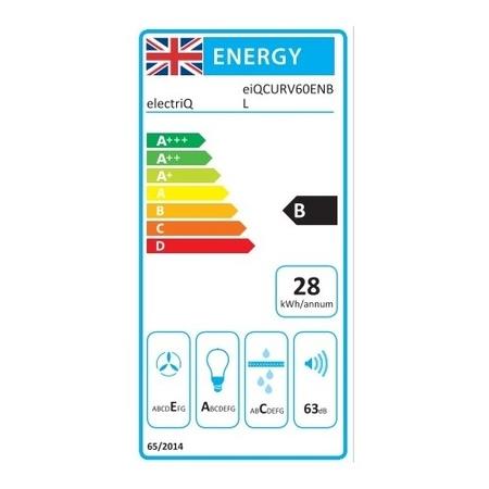 GRADE A3 - electriQ 60cm Curved Glass Cooker Hood - Black