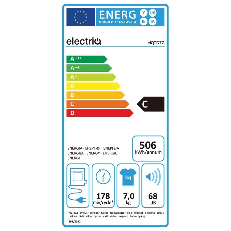 Refurbished electriQ Series 2 EIQTD7G Freestanding Vented 7KG Tumble Dryer White