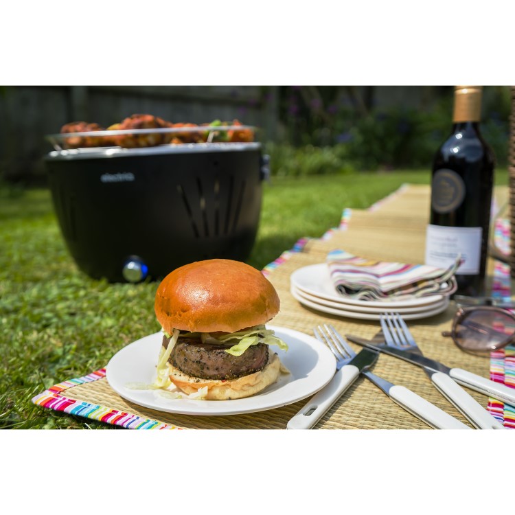 Refurbished electriQ Portable Smokeless Charcoal BBQ Lotus Style Grill with Fan