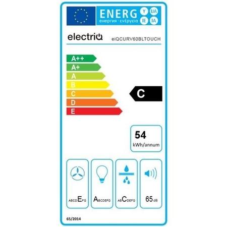 Refurbished electriQ EIQCURV60BLTOUCH 60cm Curved Glass Touch Control Chimney Cooker Hood Black