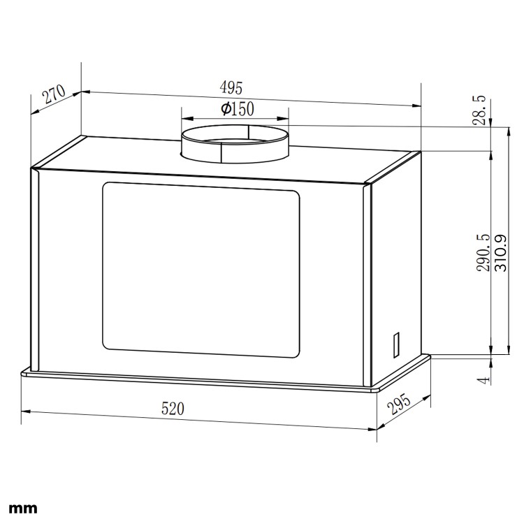 electriQ 52cm Glass Canopy Cooker Hood - White