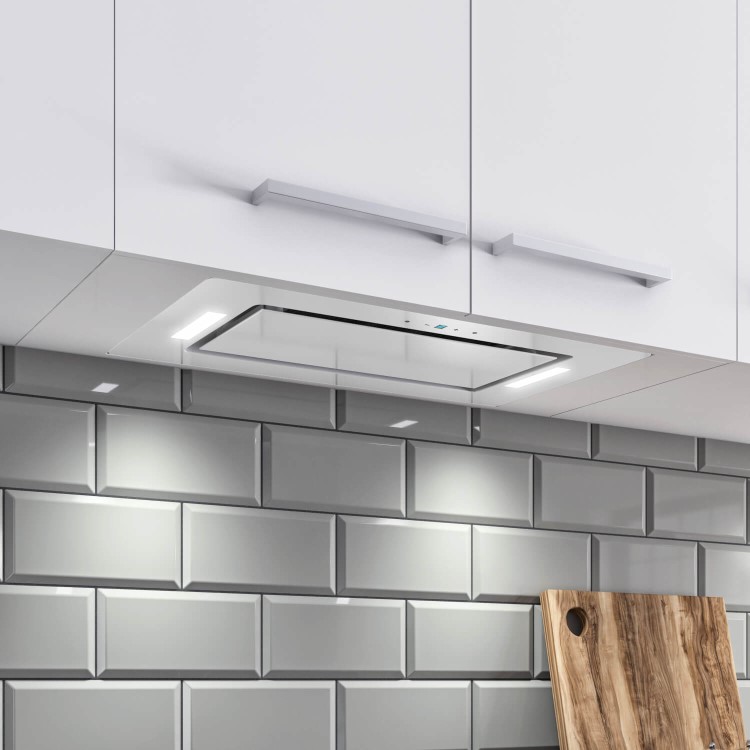 electriQ 52cm Glass Canopy Cooker Hood - White