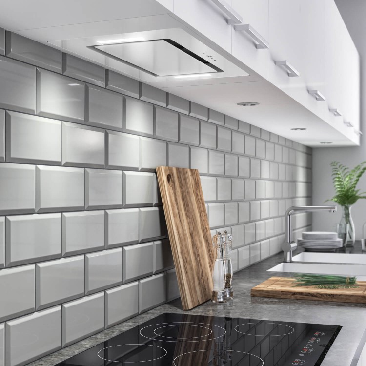 electriQ 52cm Glass Canopy Cooker Hood - White