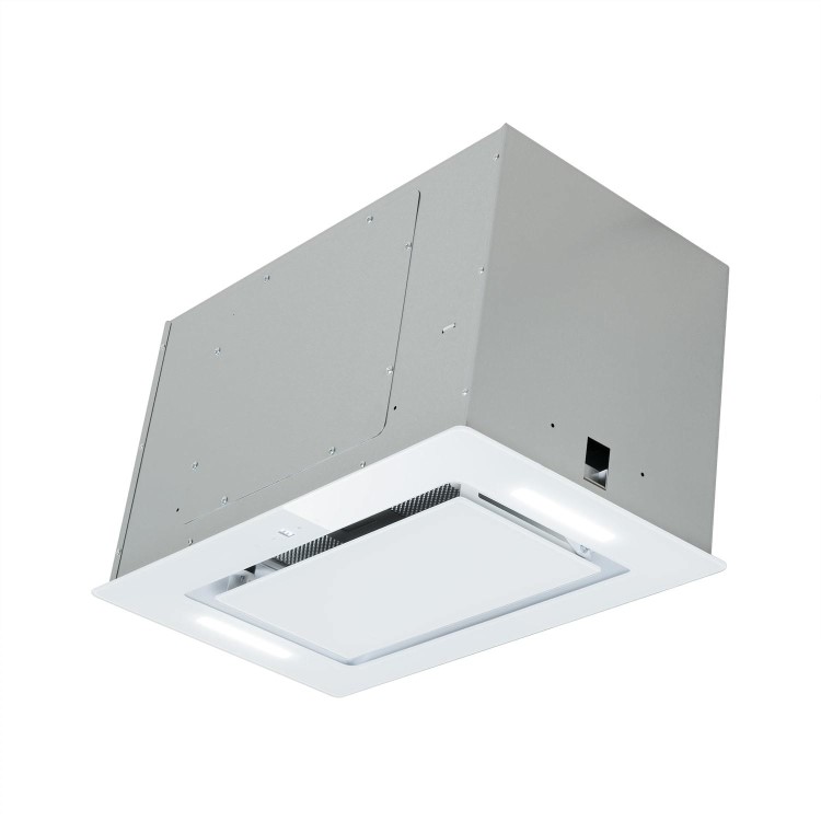 GRADE A1 - electriQ 52cm White Glass Canopy Cooker Hood - 5 Year warranty