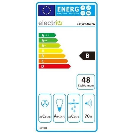 GRADE A1 - electriQ 52cm White Glass Canopy Cooker Hood - 5 Year warranty