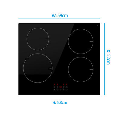 GRADE A3 - electriQ 60cm 4 Zone Induction Hob