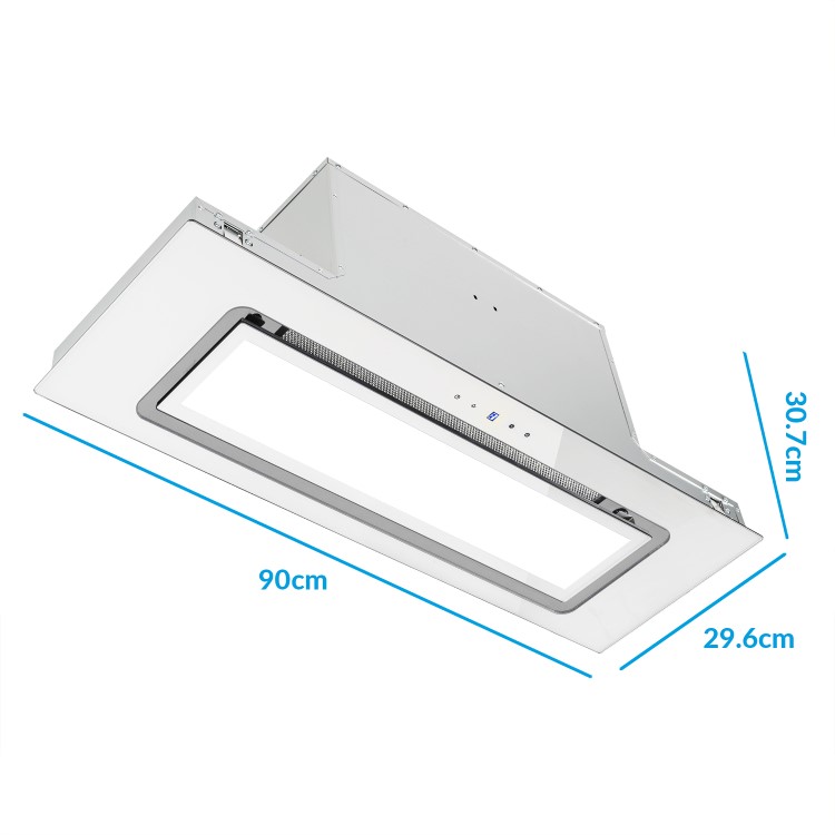 electriQ 90cm Glass Canopy Cooker Hood - White