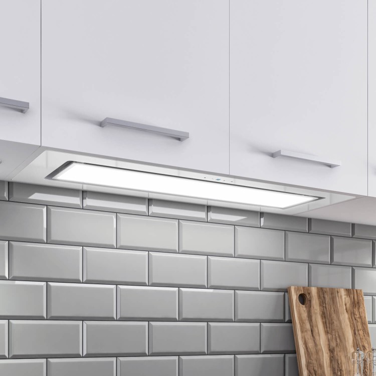 electriQ 90cm Glass Canopy Cooker Hood - White