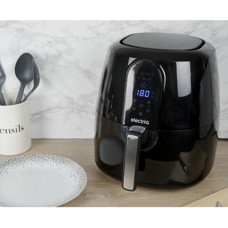 GRADE A1 - electriQ Digital Health Air Fryer XXL 5.2L 1800W with Digital Controls and Divider