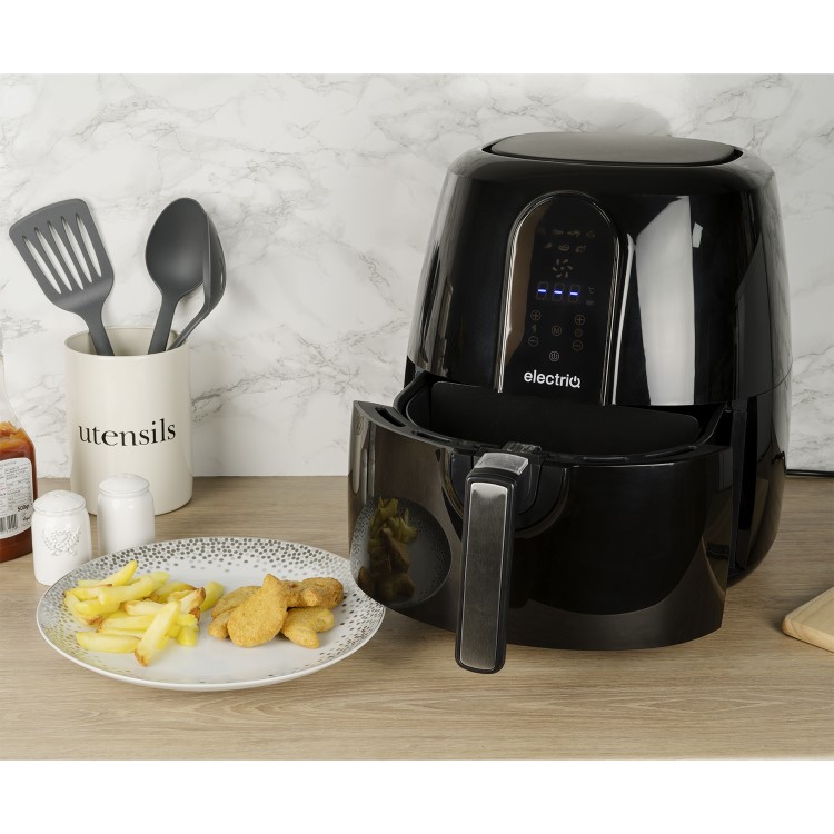 GRADE A1 - electriQ Digital Health Air Fryer XXL 5.2L 1800W with Digital Controls and Divider