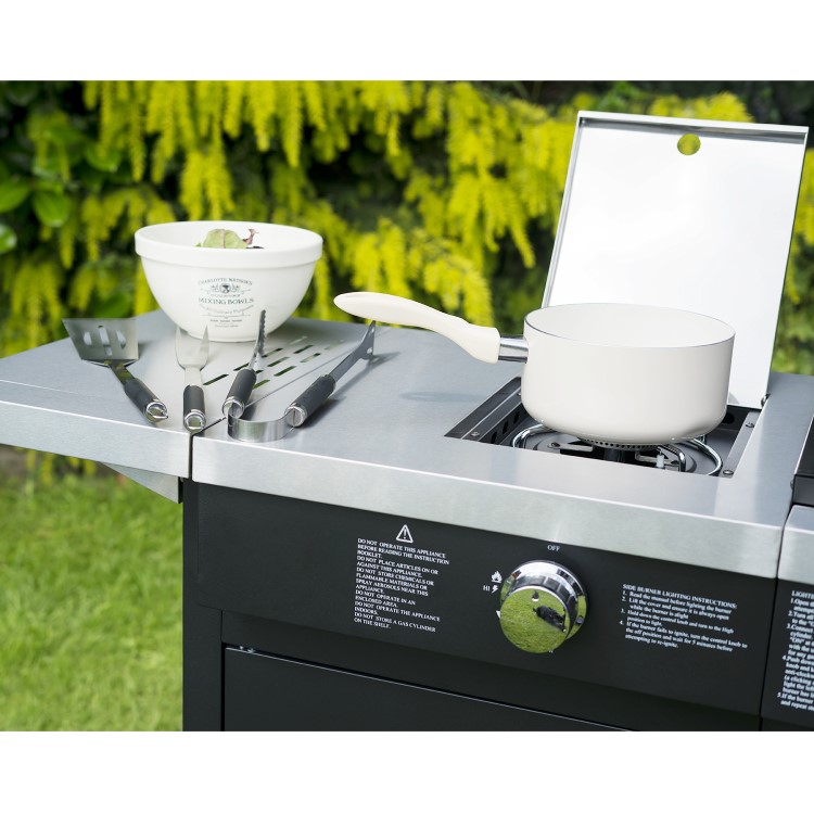 The Texas Outdoor Elite 4 Burner Gas BBQ Kitchen in Black