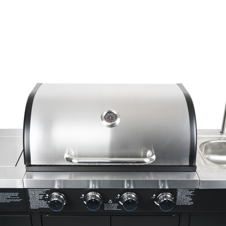 The Texas Outdoor Elite 4 Burner Gas BBQ Kitchen in Black