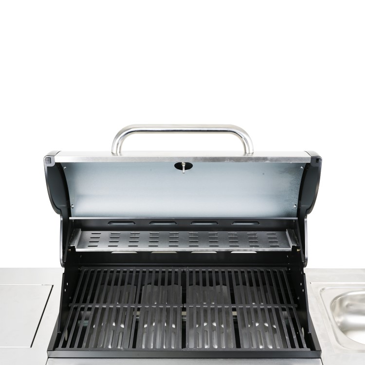 The Texas Outdoor Elite 4 Burner Gas BBQ Kitchen in Black