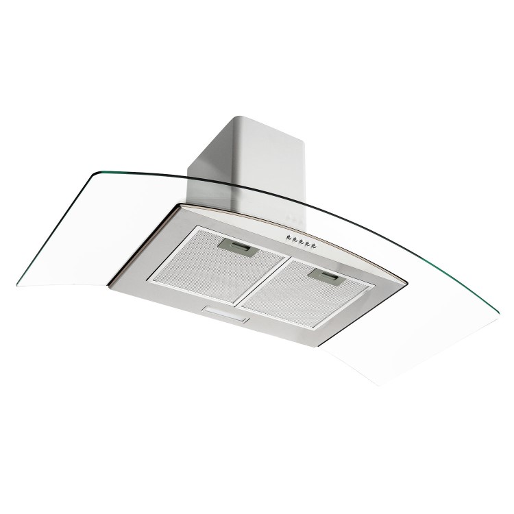 electriQ 100cm Curved Glass Chimney Cooker Hood - Stainless Steel