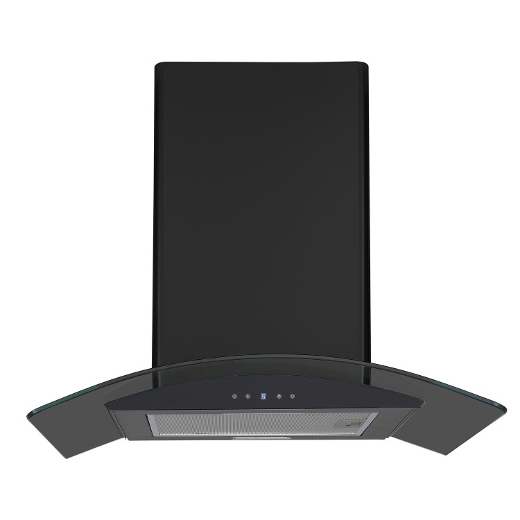 Refurbished electriQ EIQCURV60BLTOUCHA 60cm Touch Control Curved Glass Cooker Hood Black