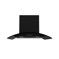 GRADE A2 - electriQ 60cm Satin Black Curved Glass Push Button Control Chimney Cooker Hood 