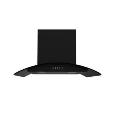 GRADE A2 - electriQ 60cm Satin Black Curved Glass Push Button Control Chimney Cooker Hood 