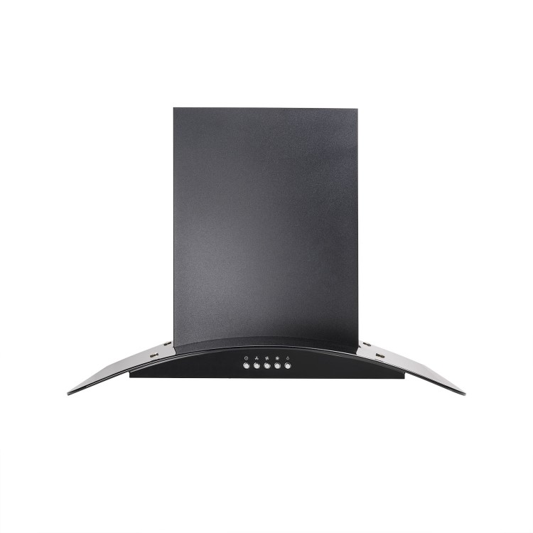 GRADE A2 - electriQ 60cm Satin Black Curved Glass Push Button Control Chimney Cooker Hood 