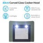 GRADE A2 - electriQ 60cm Satin Black Curved Glass Push Button Control Chimney Cooker Hood 