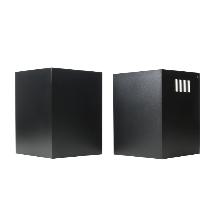 GRADE A2 - electriQ 60cm Satin Black Curved Glass Push Button Control Chimney Cooker Hood 
