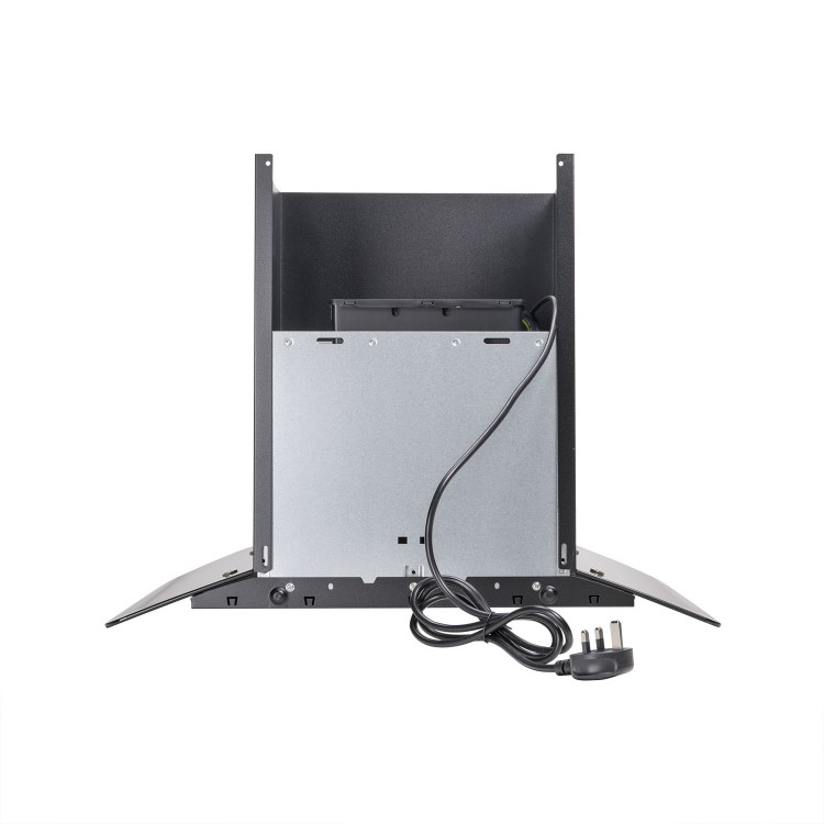 GRADE A2 - electriQ 60cm Satin Black Curved Glass Push Button Control Chimney Cooker Hood 