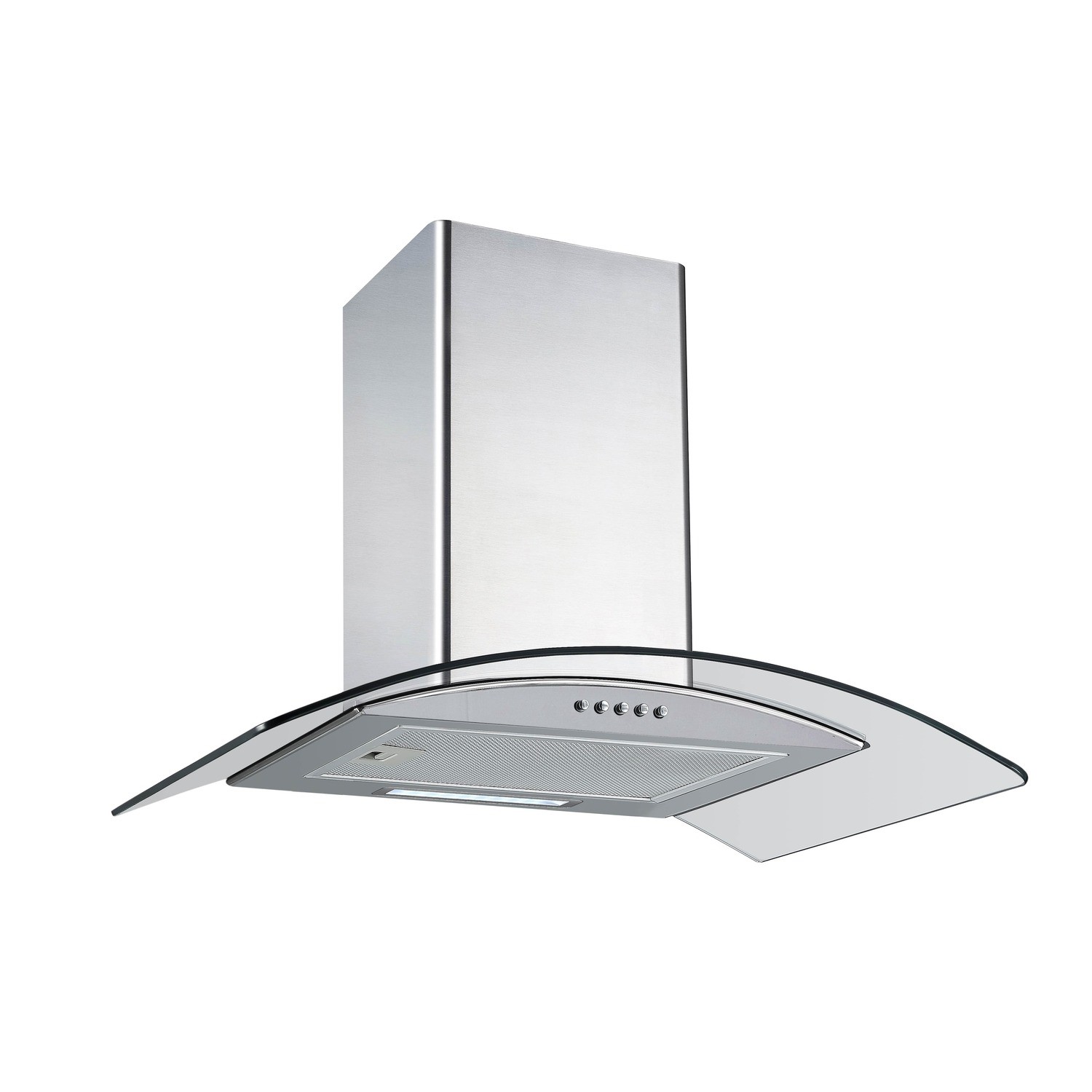 electriQ 60cm Curved Glass Chimney Cooker Hood Stainless Steel 
