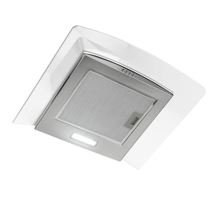GRADE A1 - electriQ 60cm Curved Glass Chimney Cooker Hood - Stainless Steel