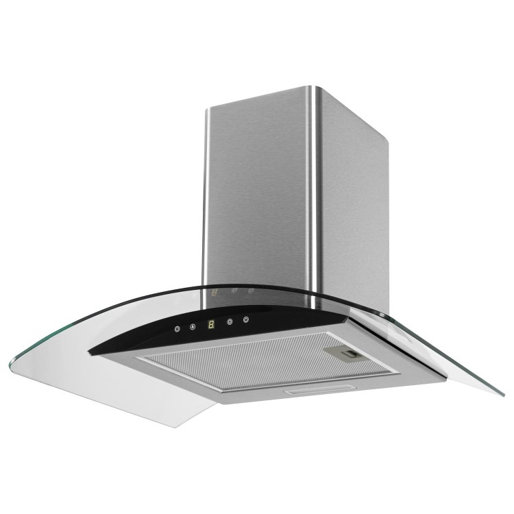 electriQ 60cm Touch Control Curved Glass Cooker Hood - Stainless Steel