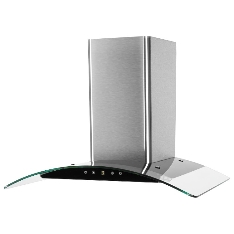 electriQ 60cm Touch Control Curved Glass Cooker Hood - Stainless Steel
