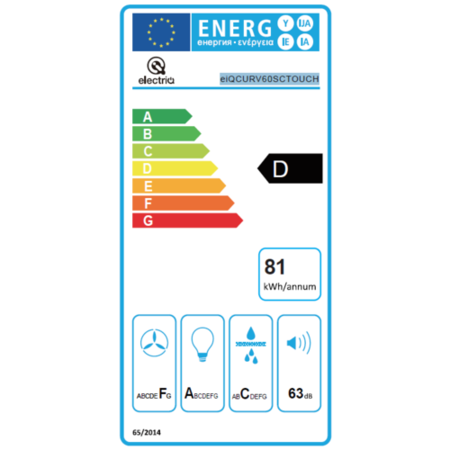 GRADE A2 - electriQ 60cm Stainless Curved Glass Touch Control Chimney Cooker Hood - 5 Year warranty