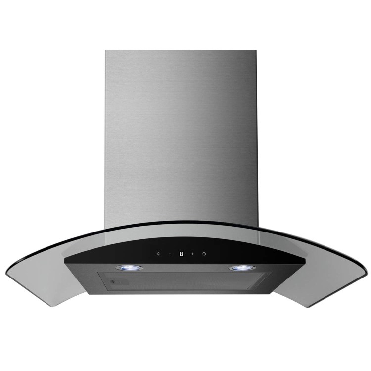 GRADE A2 - electriQ 60cm Stainless Curved Glass Touch Control Chimney Cooker Hood - 5 Year warranty