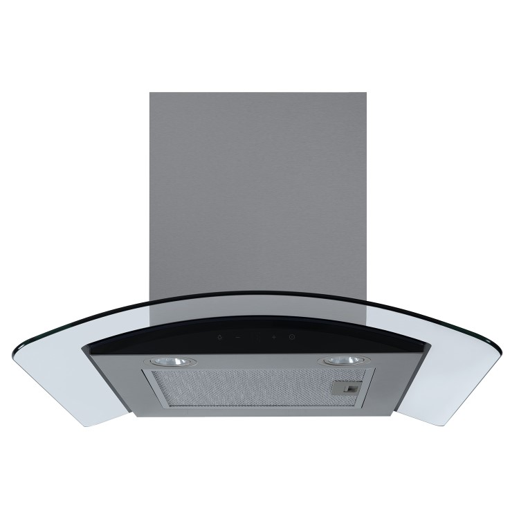electriQ 60cm Curved Glass Touch Control Chimney Cooker Hood - Stainless Steel