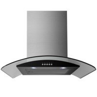 GRADE A1 - electriQ 60cm Stainless Steel Curved Glass Chimney Cooker Hood  - Now with 5 Years warranty