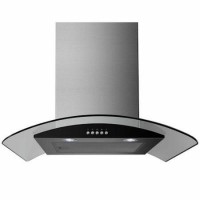GRADE A2 - electriQ 60cm Stainless Steel Curved Glass Chimney Cooker Hood 