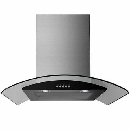 GRADE A2 - electriQ 60cm Stainless Steel Curved Glass Chimney Cooker Hood 
